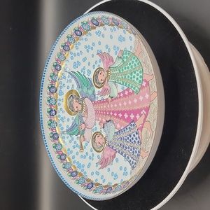 Steinbock Vintage Viennese Enamelware Trio of Angels Decorative Plate